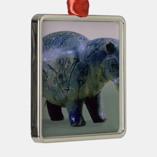 Statuette eines Hippopotamus Silbernes Ornament (Rechts)