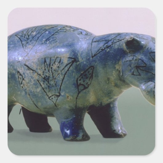 Statuette eines Nilpferds Quadratischer Aufkleber (Vorderseite)