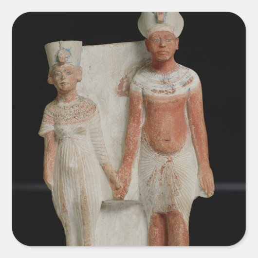 Statuette von Amenophis IV und Nefertiti Quadratischer Aufkleber (Vorderseite)
