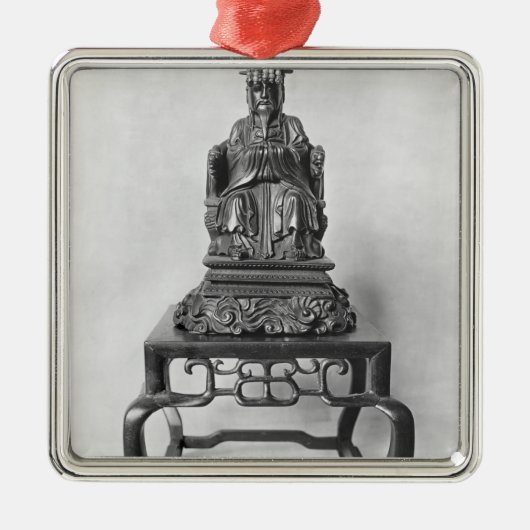 Statuette von Konfuzius als Mandarine, Qing Ornament Aus Metall (Vorne)