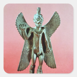 Statuette von Pazuzu, ein assyrischer Winddämon Quadratischer Aufkleber
