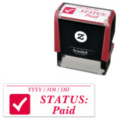 "STATUS: Bezahlt" + Karo-Markierungszeichen Rubber Permastempel (Beispiel)