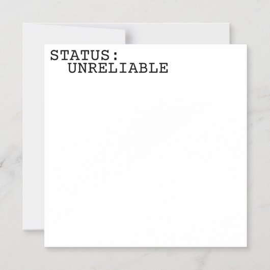 Status Unreliable Minimalist Typographic  Magneteinladung (Vorderseite)