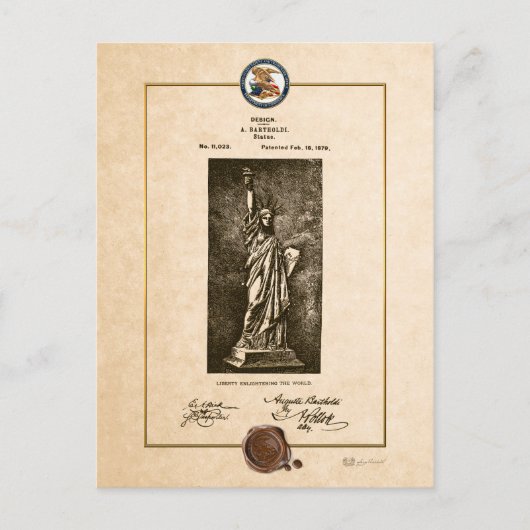 Statut des Vintagen Patentdokuments Postkarte (Vorderseite)