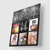 Staub aus schwarzem Glitzer für Foto Quadratische Wanduhr (Winkel)