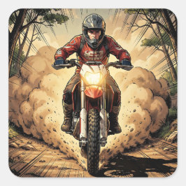 Staub & Entschlossenheit Vollgas Motocross Quadratischer Aufkleber