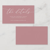 Staub-Rose und Minimalistische Hochzeitsbuchung Ca Begleitkarte (Vorne/Hinten)