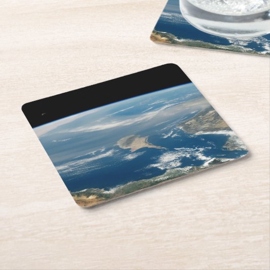 Staub über dem Mittelmeer und der Insel Zypern Rechteckiger Pappuntersetzer (angewinkelt)