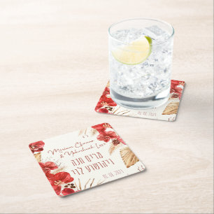 Staub und Rot Terracotta Boho Jüdische Chuppah Rechteckiger Pappuntersetzer