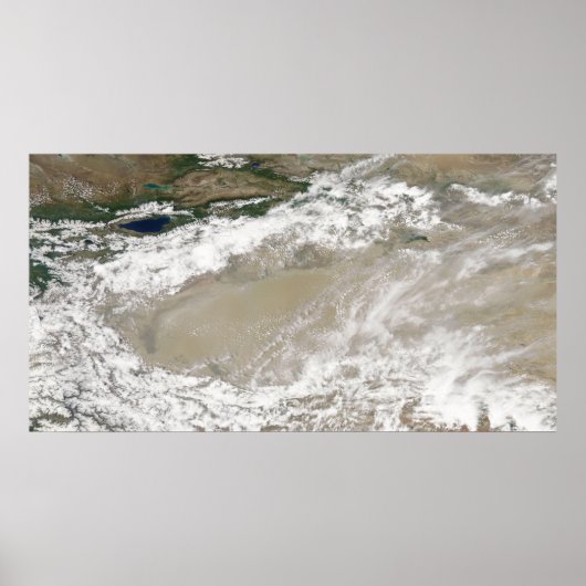 Staub und Wolken schweben über dem Taklimakan Des Poster (Vorne)