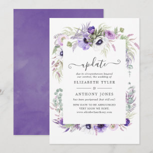 Staub-Violett-Aquarell-Blumenhochzeit Update Einladung