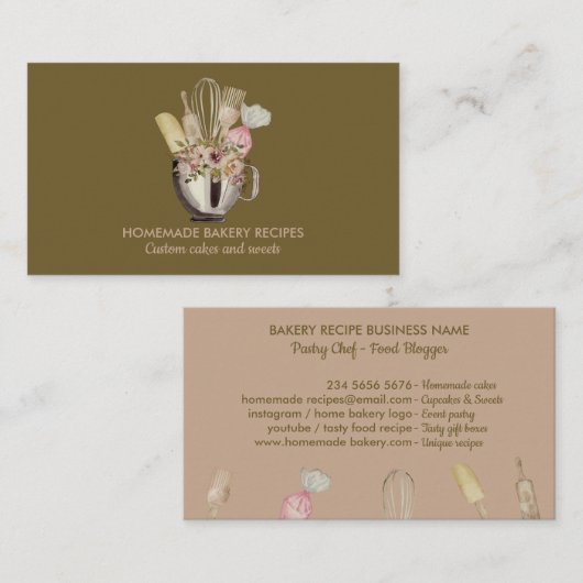 Staubbacken Grüne Hülle Kuchen Maker Cupcake Shop Visitenkarte (Vorne/Hinten)