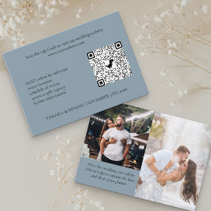 Staubblau 2 Foto Online RSVP QR Code Hochzeit Begleitkarte