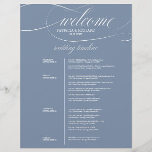 Staubblau 4 Tage Hochzeitsplan Chic