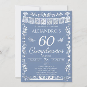 Staubblau 60. Geburtstagsfeier Cumpleaños Einladung