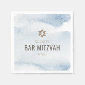 Staubblau-Aquarell-Bar-Mizwa Serviette (Vorderseite)