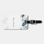Staubblau Aquarell Blumen Skript individuell Gepäckanhänger (Vorderseite horizontal)