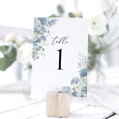 Staubblau-Aquarell-Blumentisch-Nummer Tischnummer