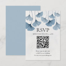 Staubblau Aquarell Botanischer QR-Code Hochzeit