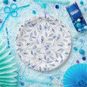 Staubblau Aquarell-Eukalyptus-Blumenmuster Pappteller (Party)