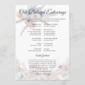 Staubblau Beige Blumen Gold Hochzeitsprogrammkarte Programm (Rückseite)