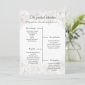 Staubblau Beige Blumen Gold Hochzeitsprogrammkarte Programm (Stehend Vorderseite)