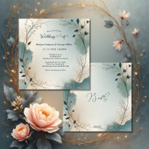 Staubblau Beige Boho Chic Blattkranz Hochzeit