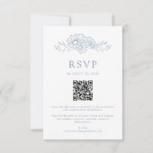 Staubblau Botanische Daisy QR-Code Hochzeit RSVP Karte (Rückseite)