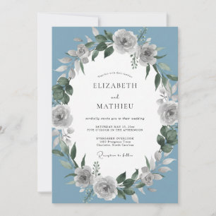 Staubblau-botanische-whimsy-Hochzeit Einladung