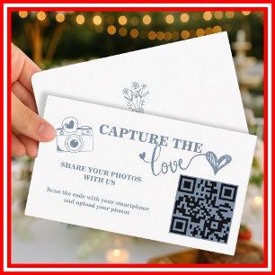 Staubblau Capture The Love QR-Code Hochzeit Begleitkarte