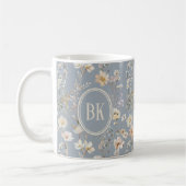 Staubblau Cottagecore Wildblumen Monogramm Kaffeetasse (Links)