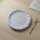 Staubblau & Creme Verdrehte Karierte Spirale Hypno Pappteller
