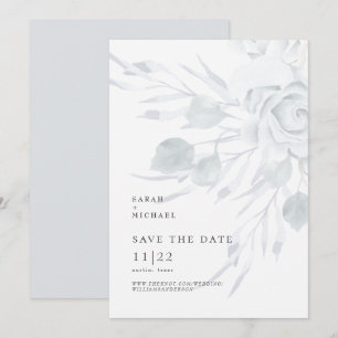 Staubblau elegante florale Hochzeit - Merkt Euch d Save The Date