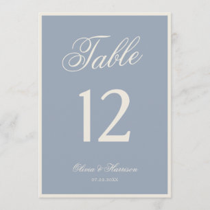 Staubblau Elegante Hochzeit Tischnummer