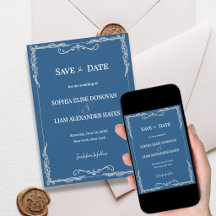 Staubblau Elegante Klassische Black-Tie-Hochzeit
