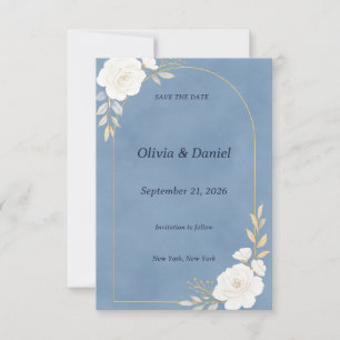 Staubblau elegante "Save the Date"-Karte Save The Date