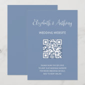 Staubblau Elegante Schrift | QR-Code Hochzeits-RSV Einladung (Vorne/Hinten)