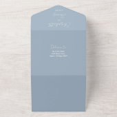 Staubblau elegante Schriftart QR-Code Hochzeit All In One Einladung (Außenbereich)