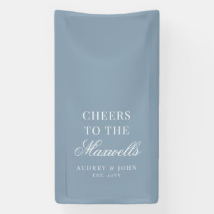 Staubblau Elfenbein Moderne Cheers Schrift Hochzei Banner