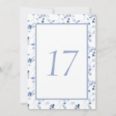 Staubblau Fine Art Florale Hochzeit Tischnummer (Vorderseite)