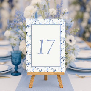 Staubblau Fine Art Florale Hochzeit Tischnummer 