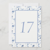 Staubblau Fine Art Florale Hochzeit Tischnummer (Vorderseite)