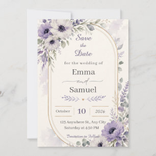 Staubblau Florale Goldene Bogen Hochzeit Merken Si Save The Date