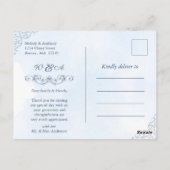 Staubblau Foto Hochzeit Danke Postkarte (Rückseite)