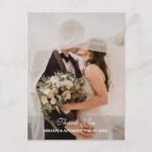 Staubblau Foto Hochzeit Danke Postkarte (Vorderseite)
