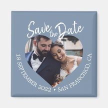 Staubblau Foto Moderne Schrift Save-the-Date-Karte