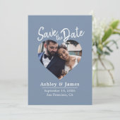 Staubblau Foto Moderne Schrift Save-the-Date-Karte Save The Date (Stehend Vorderseite)