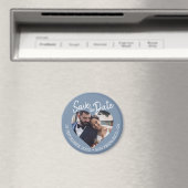 Staubblau Foto Moderne Schriftart "Save the Date" Magnet (In Situ (Geschirrspüler))