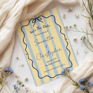 Staubblau Gelbe Whimsical Handgezeichnete Hochzeit Save The Date