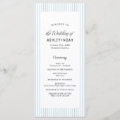 Staubblau gestreifte elegante Hochzeitsprogramme Menükarte (Vorderseite)
